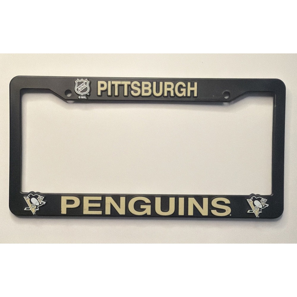 Pittsburgh Penguins NHL Black Plastic License Plate Tag Frame Cover